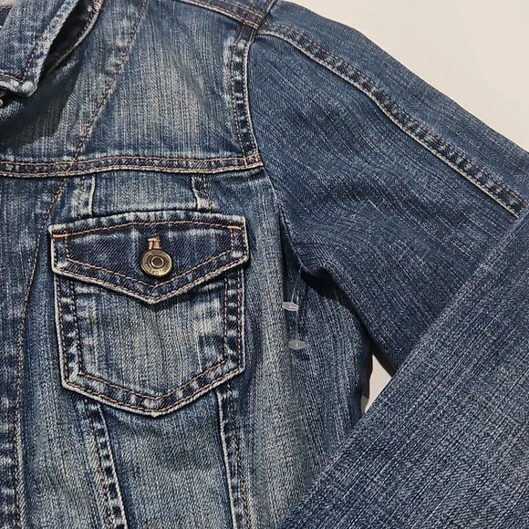 Cropped Womens Jean Jacket." Loft" Sz 0 Sz Xs - Picture 4 of 5